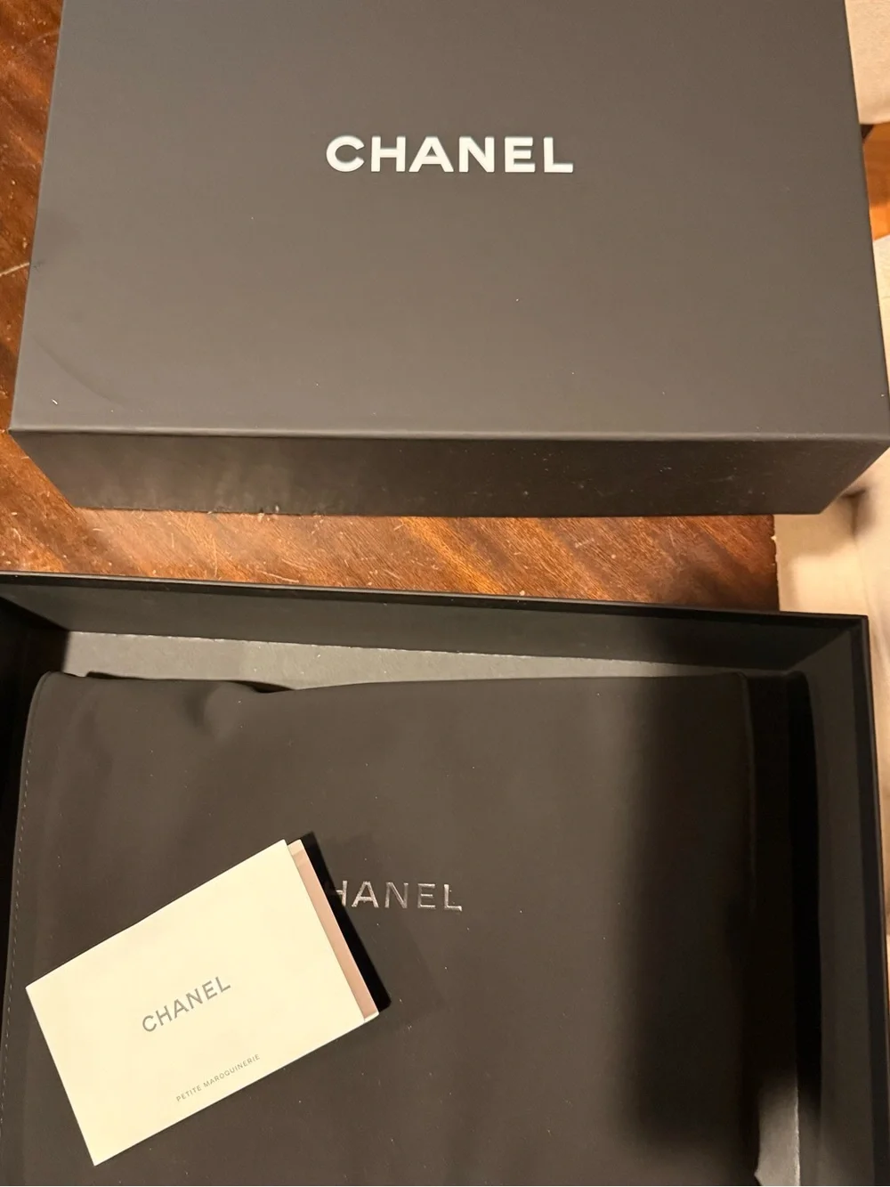 CHANEL Black Lizard-Embossed Top Handle Crossbody with Gold Hardware